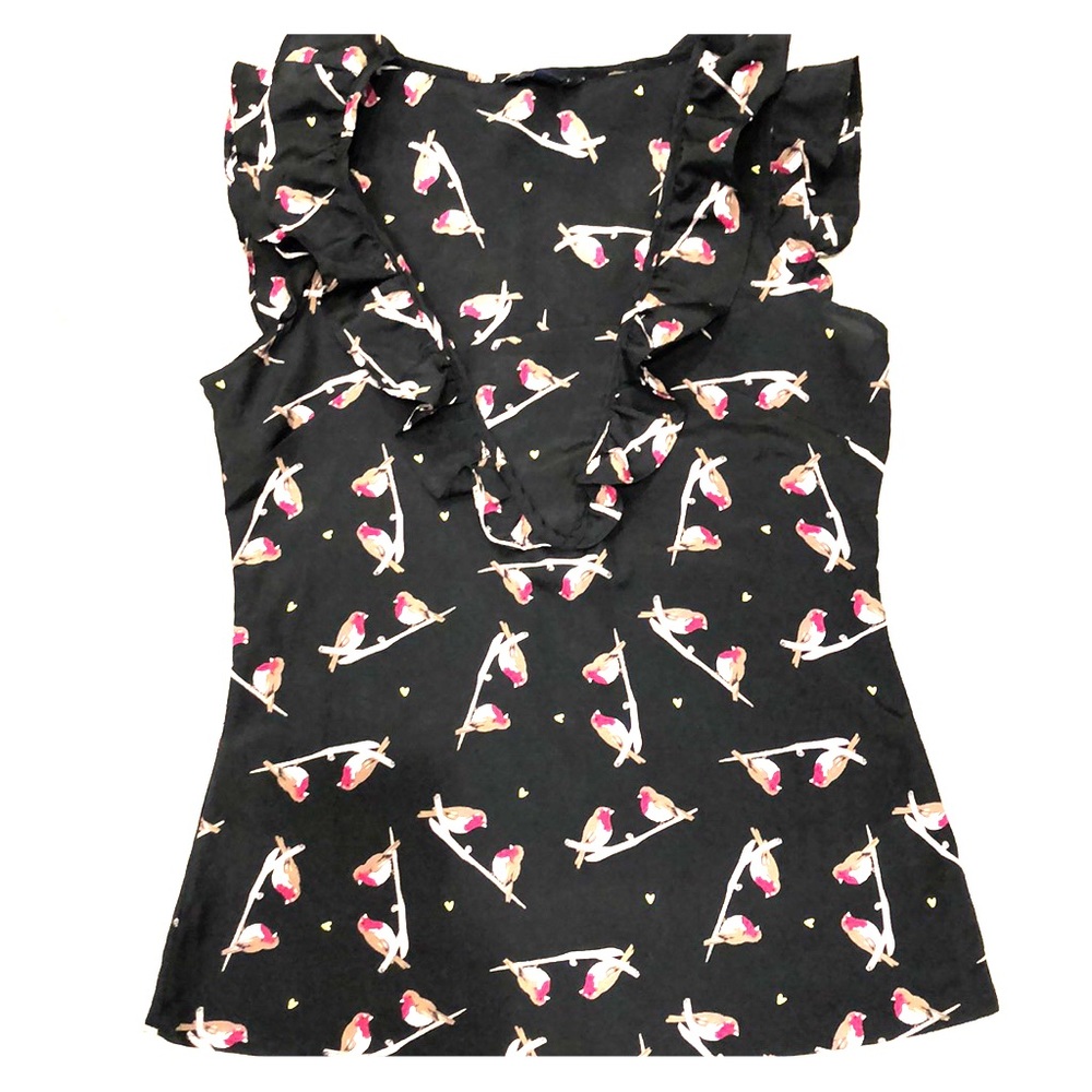 Ruffle collared with ruffled short sleeved blouse